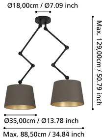 Eglo 390199 - Luster na tyči PISTUNIO 2xE27/40W/230V hnedá