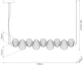 LED luster na lane BOLLA LED/32W/230V lesklý chróm/dýmovo sivá