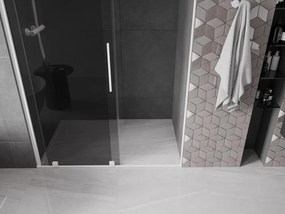Mexen Velar, posuvné sprchové dvere do otvoru 140 cm, 8mm šedé sklo, biela matná, 871-140-000-41-20