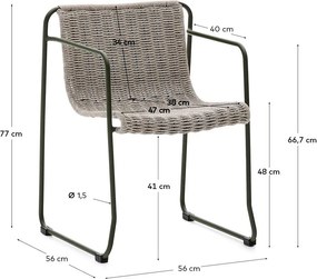 Sivozelená kovová záhradná stolička Maurina – Kave Home