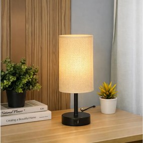 Brilagi - Stolová lampa s USB portom TABLON 1xE27/25W/230V čierna/béžová