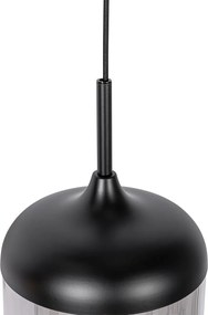 Dizajnové závesné svietidlo čierne so zlatom a dymovým sklom 3-svetlo - Kyan