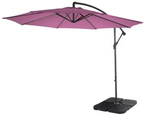 Slnečník Acerra Ø 3m so záťažou - polyester/oceľ - levanduľovo-červená