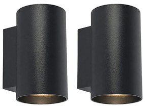 Sada 2 moderných nástenných svietidiel čierne okrúhle - Sandy