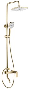 Rea Storm, sprchová-vaňová súprava dažďovou hlavovou a ručnou sprchovou hlavicou, zlatá matná, REA-P9535