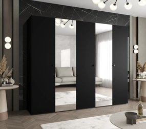 Šatníková skriňa 250 cm Parna 2 (čierna + čierna). Akcia -20%. Vlastná spoľahlivá doprava až k Vám domov. 1125948