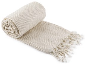 Pletená deka so strapcami Tavau 150x200 cm - béžová / vzor