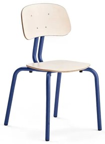 Školská stolička YNGVE, so 4 nohami, modrá, breza, V 460 mm