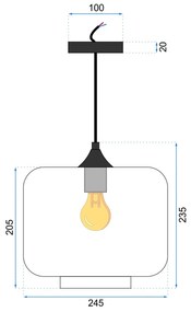 Toolight Toolight, Stropné  závesné svietidlo zo skla APP312-1CP LOFT, čierna, OSW-00344