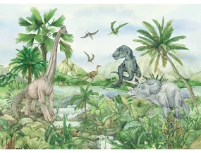 Detská fototapeta Colourful Dino 252 x 182 cm, 4 diely