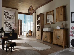 furniture-nabytek.cz - Masívna skrinka do kúpeľne Rangún z recyklovanej borovice, lakovaná, hnedá