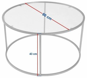 Konferenčný stolík Aurum Black s tmavým sklom, 80 cm