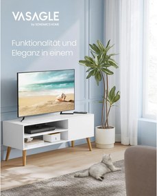 TV stolík, 120 cm široký TV nábytok, biely