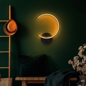 Čierne LED nástenné svietidlo ø 10 cm Moon – Opviq lights