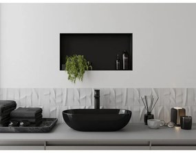 Mexen X-Wall-NR, polička na zapustenie pod obklad bez goliera 60 x 30 cm, čierna matná, 1971603010