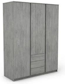Šatníková skriňa Carlos, šedý beton, 152 cm