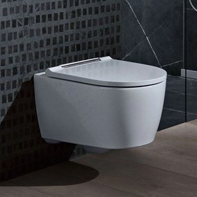 GEBERIT One závesné WC s hlbokým splachovaním, s technológiou TurboFlush, 370 x 540 mm + softclose WC sedátko, biela/lesklý chróm, s povrchovou úpravou KeraTect, 500.202.01.1