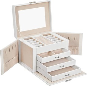 Songmics Šperkovnica Erin, 16,5x22,5x17,5 cm, biela