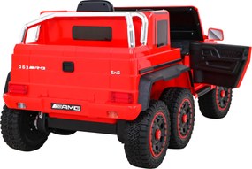 Ramiz Mercedes G63 AMG Auto na batérie Červené + diaľkové ovládanie + 6 EVA kolies + pomalý štart + MP3 LED