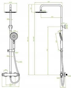 Laveo Volumo, sprchový set s termostatickou batériou 150mm, čierna matná, LAV-PLV_70OB