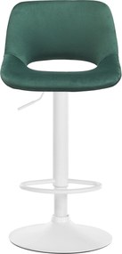 Barová stolička Camden - zamat, biely rám Zelená