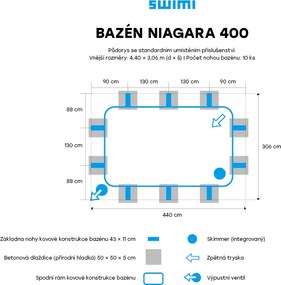 Technypools Bazénový set NIAGARA 400 4,40 x 3,06x 1,25 m (9901K) Barva: modrá