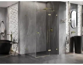 Mexen Lunar T, výklopný sprchový kút pravý 115 x 80 cm, 8mm číre sklo, zlatý matný profil, 834T-115-080-55-00-P