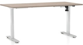 Výškovo nastaviteľný stôl OfficeTech A, 160 x 80 cm, biela podnož, dub