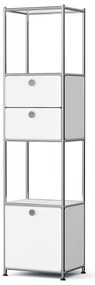 Kovový regál »CN3 Slim Line« s 2 pohyblivými zásuvkami a 1 pohyblivými výklopnými dvierkami, biely