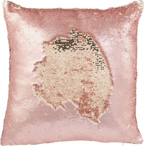 Obojstranný vankúš s flitrami ružovo-šampanský – 45*45*15 cm