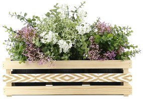 AMADEA Drevený obal na tri kvetináče s motívom kosoštvorcov, 47x17x15cm, drevený kvetináč