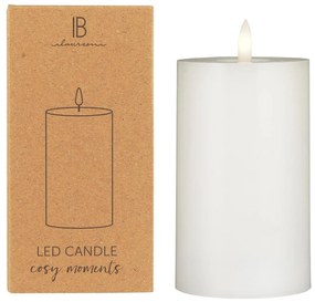 IB Laursen LED stĺpová sviečka WARM FLAME SL 12,5 cm biela
