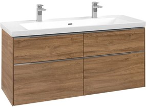 VILLEROY &amp; BOCH Subway 3.0 závesná skrinka pod umývadlo, 4 zásuvky, s LED osvetlením, 1272 x 478 x 429 mm, Oak Kansas, C602L0RH