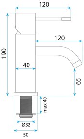 Rea Lungo Diamond, umývadlová batéria h-185, zlatá matná, REA-B8993