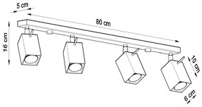 Stropné svietidlo MERIDA 4L sivé