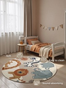 Hanse Home, Detský koberec Adventures 106409 Cream Multicolor kruh, 160x160 (priemer) kruh, viacfarebná, detská izba
