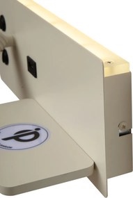 Sada 2 béžových nástenných svietidiel vrátane LED s USB a indukčnou nabíjačkou - Riza