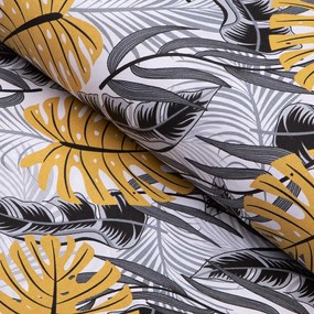 Biante Bavlnený štvorcový obrus Sandra SA-177 Okrové a sivé tropické listy 60x60 cm