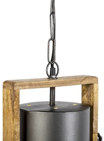 Priemyselné závesné svietidlo tmavosivé s mangovým drevom - Mangoes