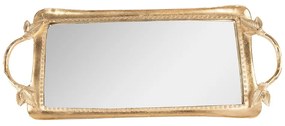 Zlatý dekoratívny podnos so zrkadlom - 51*22*3 cm
