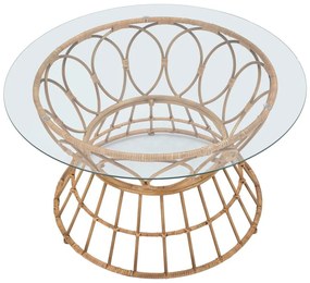 Okrúhly konferenčný stolík so sklenenou doskou v prírodnej farbe ø 75 cm Panama - Mauro Ferretti