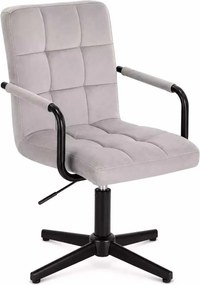 LuxuryForm DESIGN Otočná stolička VERONA BLACK VELUR na čiernom kríži - svetlosivá