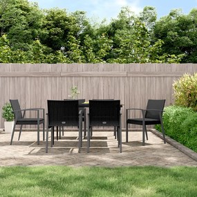 Záhradné stoličky s vankúšmi 6 ks čierne 56,5x57x83cm polyratan 3187080