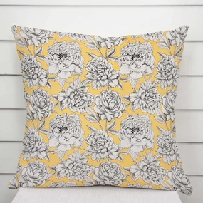 Biante Bavlnená obliečka na vankúš Sandra SA-510 Pivonky na žltom 45 x 45 cm
