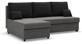 Rohová rozkladacia sedacia súprava DELI Sivá/čierna