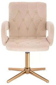 LuxuryForm DESIGN Stolička BOSTON VELUR na zlatom kríži - krémová