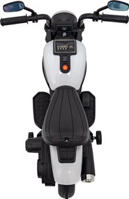 Ramiz Elektrická motorka Chopper FASTER pre deti biela + FM rádio + audio panel + LED