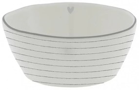 Bowl Sauce with heart/stripes in Grey 6.8X9.5X3cm