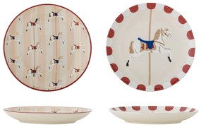 Krémové dezertné taniere s vianočným motívom z kameniny v súprave 2 ks ø 16 cm Merry-go-round – Bloomingville