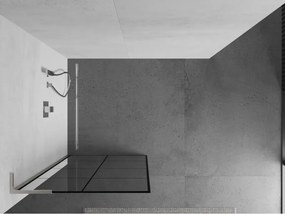 Mexen Kioto L, sprchová zástena Walk-In 80 x 200 cm, 8mm číre sklo čierny vzor, brúsená oceľ profil, 800-080-103-97-77